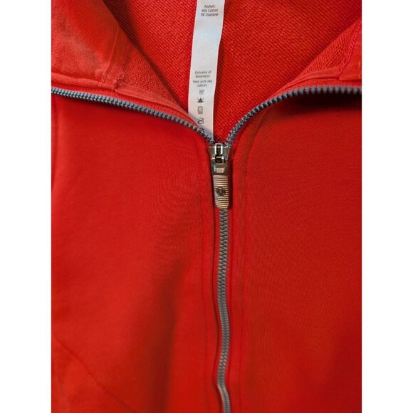 Lululemon Scuba Crop Sweatshirt Size 6 Red Orange Full Zip Cropped Hoodie Hood - Picture 5 of 7